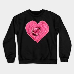 Heart Shaped Pink Flower with Water Droplets Crewneck Sweatshirt